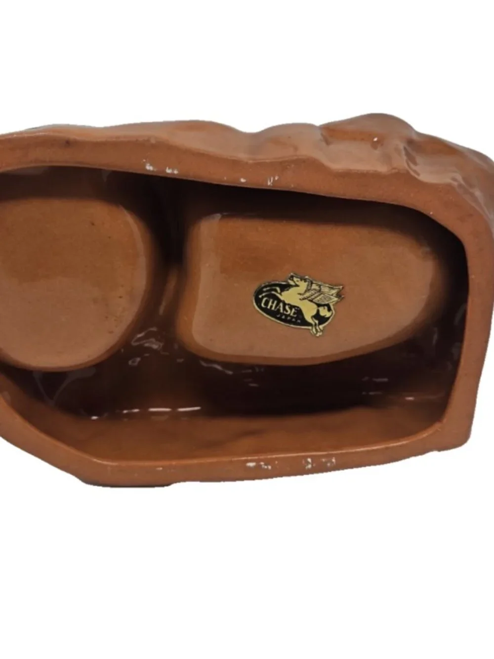 Vintage 1950s Boxer Dog Pups on Chain Figural Barrel Ashtray Bowl Chase Japan